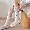 White Knitted Socks Bow Tie Lolita Long Socks Cute Leg Warmer  for Women Girls