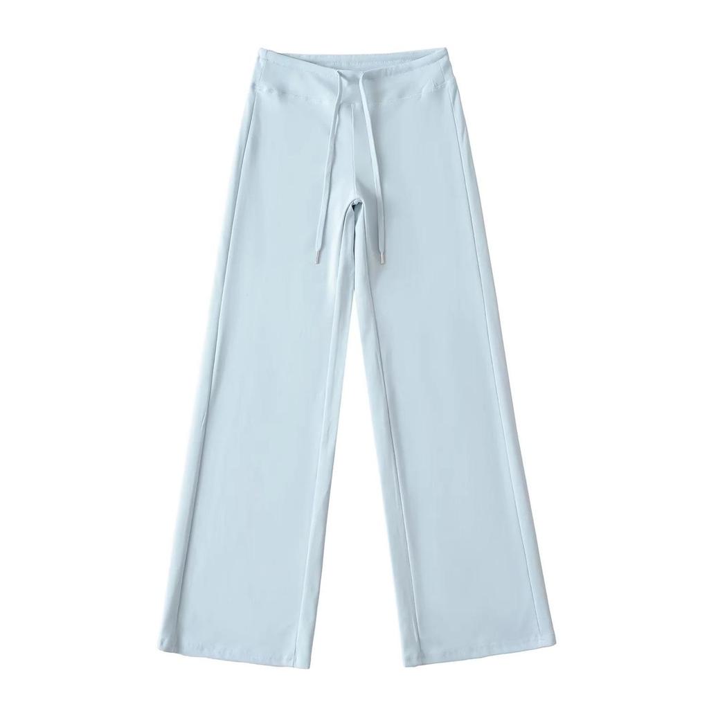 Women's Autumn Spicy Girl High-Waisted Knit Wide-Leg Pants - Versatile, Comfortable, Slimming, Casual, Floor-Length