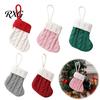 Christmas Party Table Decor Tableware Holder, Knitted Stockings Spoon Knife Fork Small Holiday Gift Tags Bag for Fireplace, Tree, Dinner Festive