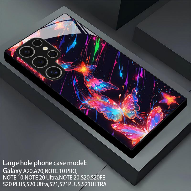 2D Flowing Butterfly Pattern Phone Case for Samsung S26 S25 S24 S23 S22 S21 S20 A56 A36 A16 - Glass Protective Cover