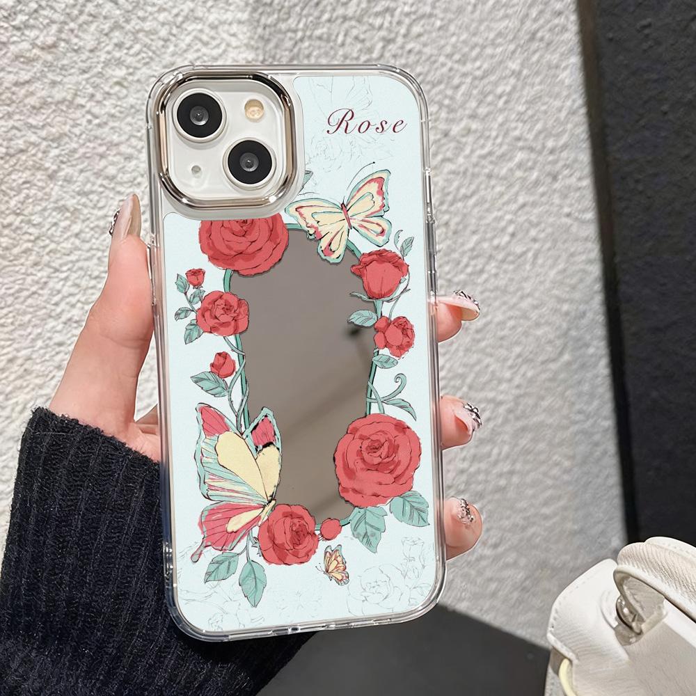 Love Makeup Mirror Phone Case For iPhone 17 Case iPhone 16 Pro Max 11 15 14 13 12 17 Pro Max 16e 17E Plus Air Silicone Cover