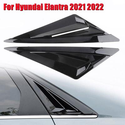 For Hyundai Elantra   Car Rear Louver Window Side Shutter Cover Trim Sticker Vent Scoop ABS Carbon Fiber Gloss Black