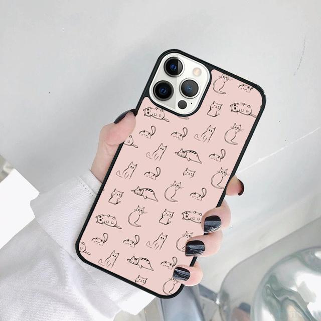 Minimalist line Cat Phone Case Cover For iPhone 17 Air 15 Pro MAX 16 Plus 14 12 11 13 coque