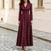 Women's Elegant Plaid Button Front Long Dress for Fall Winter Work