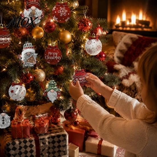 Decorative Gingerbread Elk Ornaments 24/48Pcs Christmas Wooden Hanging Ornaments, Gnome Ball Porch Eave Decorations Tags, Xmas Tree for Home