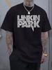 Casual Crew Neck Tshirt with Rock Band Print - Short Sleeve