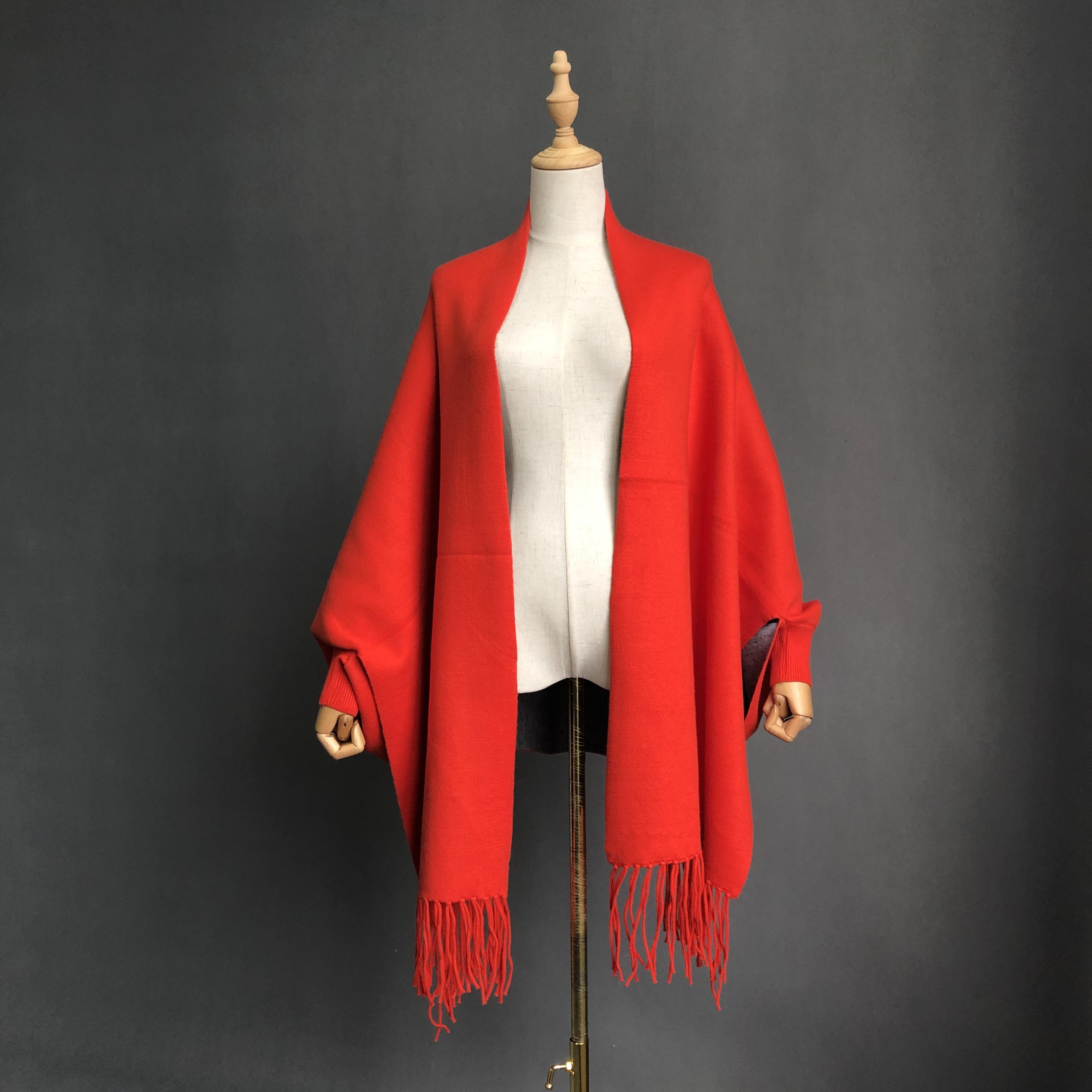 Elegant Women Cashmere Wrap Poncho Soft Winter Knitted Cape Shawl Warm Wool Blend Fashion Scarf