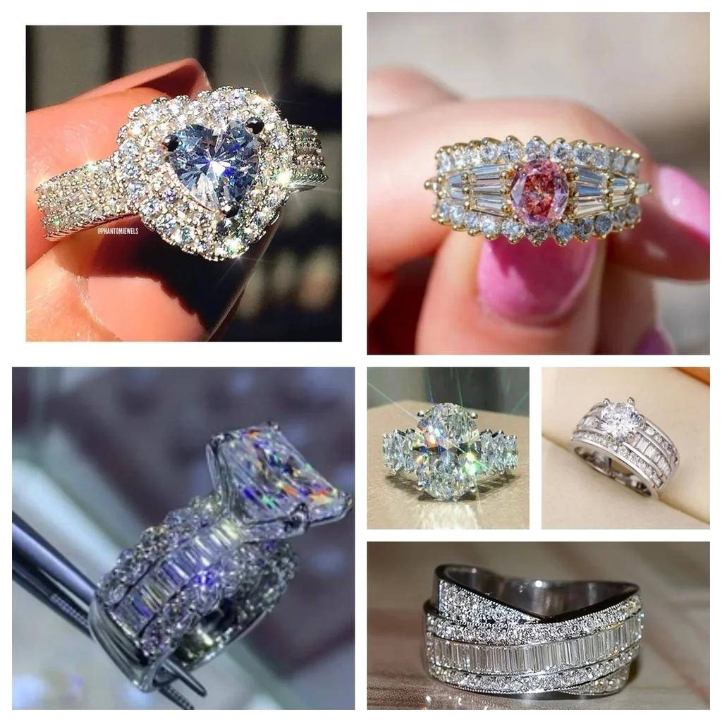 Hot-selling women's fashion, shiny zircon wedding and engagement rings, high-end Zircon accessories wholesale