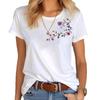 2026 Colorful Floral Round Neck Short Sleeve Casual Pure Cotton T-shirt