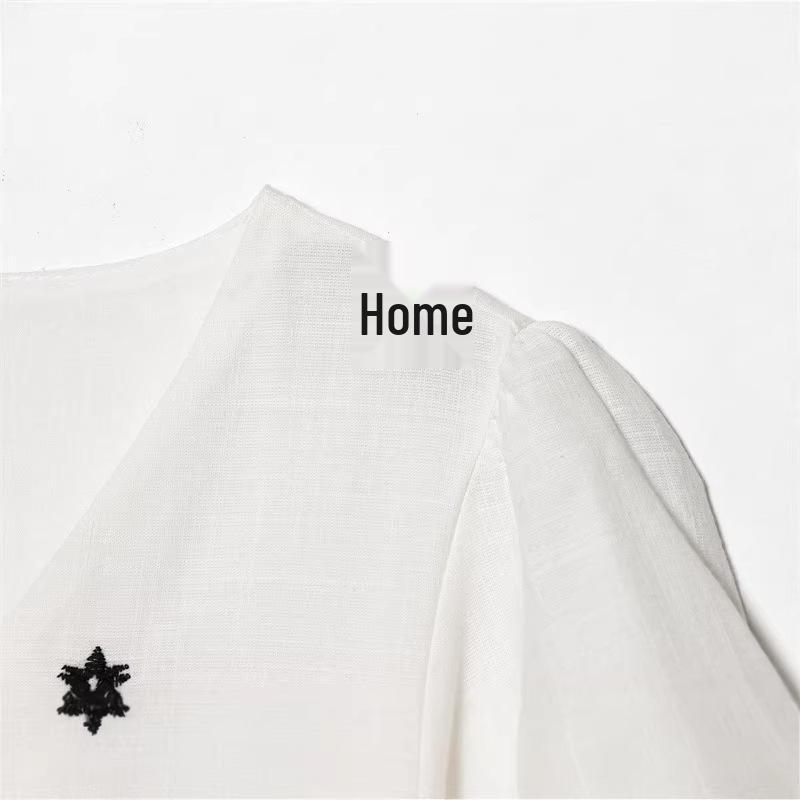 2026 Spring New Arrival: European & American Style Women's Casual Puff Sleeve Bow Embroidery Dress