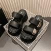 Wear thick-soled heightening cool slippers for women's summer 2025 new versatile and beautiful soft-soled slippers, small muffin sandals