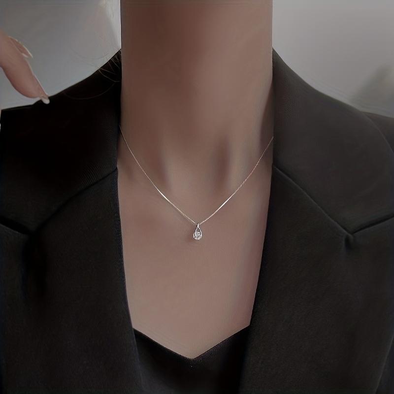 

Женское ожерелье-подвеска в форме капли из синтетического циркония, минималистичная геометрическая подвеска, изящная цепочка для повседневной одежды и подарков на День святого Валентина серебряный