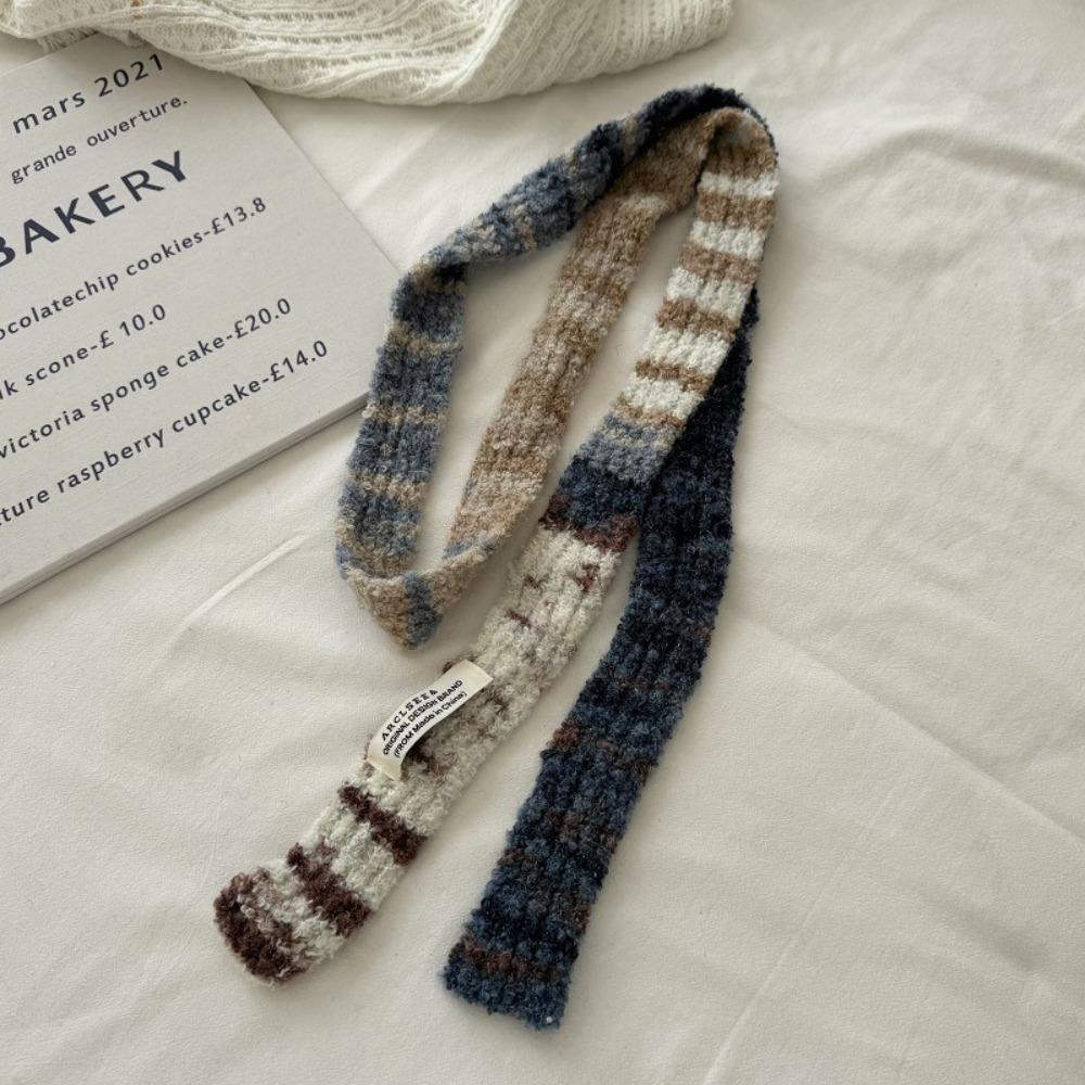 Comfortable Narrow Strip Scarf Rainbow Stripe Thin Scarf Harajuku Style Long Narrow Scarves