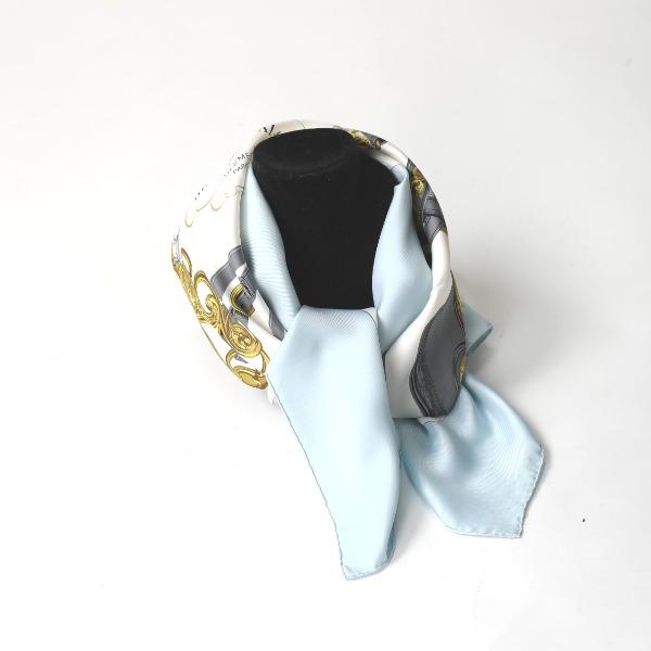 HERMES Carre90 BRIDES de GALA silk scarf silk light blue Women Used
