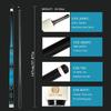 OKHEALING Carbon Fiber Pool Cue Black Technology Billiard Cue Sticks 12.4mm Tip Radial Pin Joint 147cm/58inch Length 19~20oz Weight, Blue