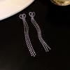 Silver Needle Heart Zircon Rhinestone Earrings - High-End Fashion Design