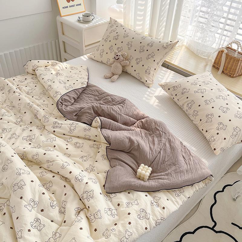 Aerobic Cotton Double-layer Yarn Cartoon Summer Cool Quilt Printed Air-conditioning Quilt Breathable Summer Thin Quilt