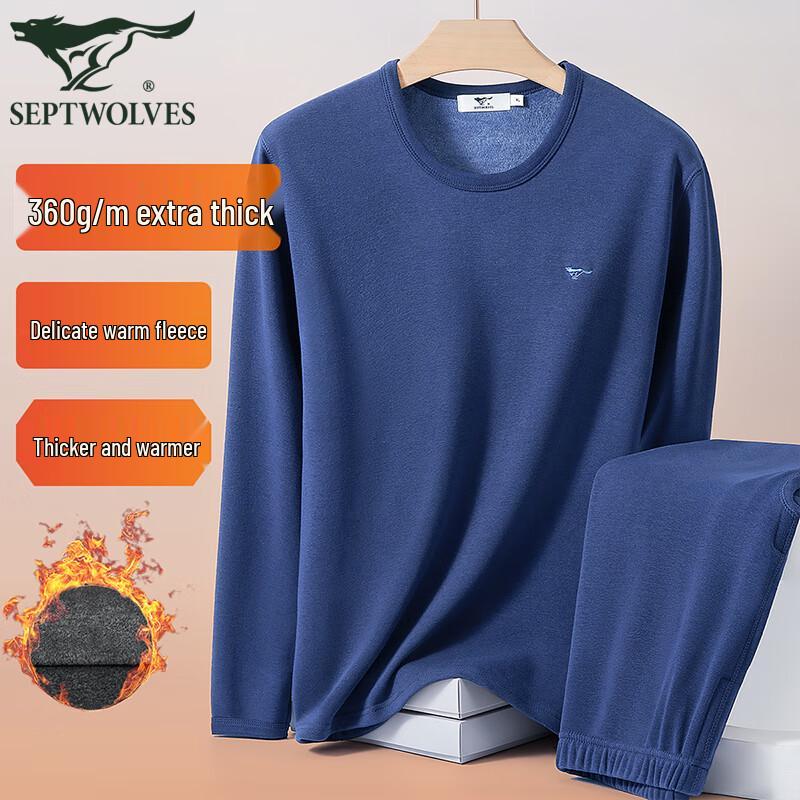 

Septwolves Men s 2nd Gen Thickened Fleece-Lined Thermal Underwear Set M