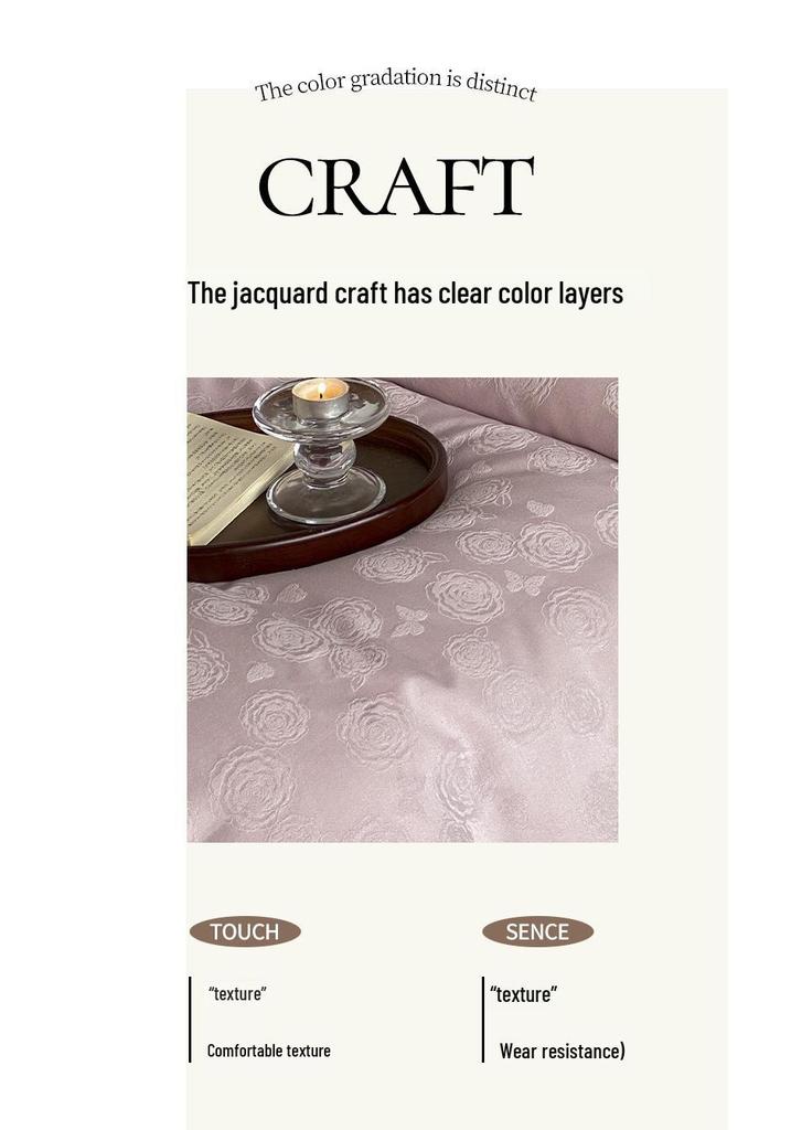 Premium 4-Piece All-Cotton Jacquard Bedding Set – Year-Round Luxurious Retro Duvet Cover with Skin-Friendly Fabric.