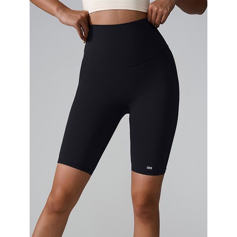 Oiob Nude Feel Yoga Short-Length Pants Women's High Waist Hip Lifting Sport Tights Cycling Running Training Fitness Short Pants