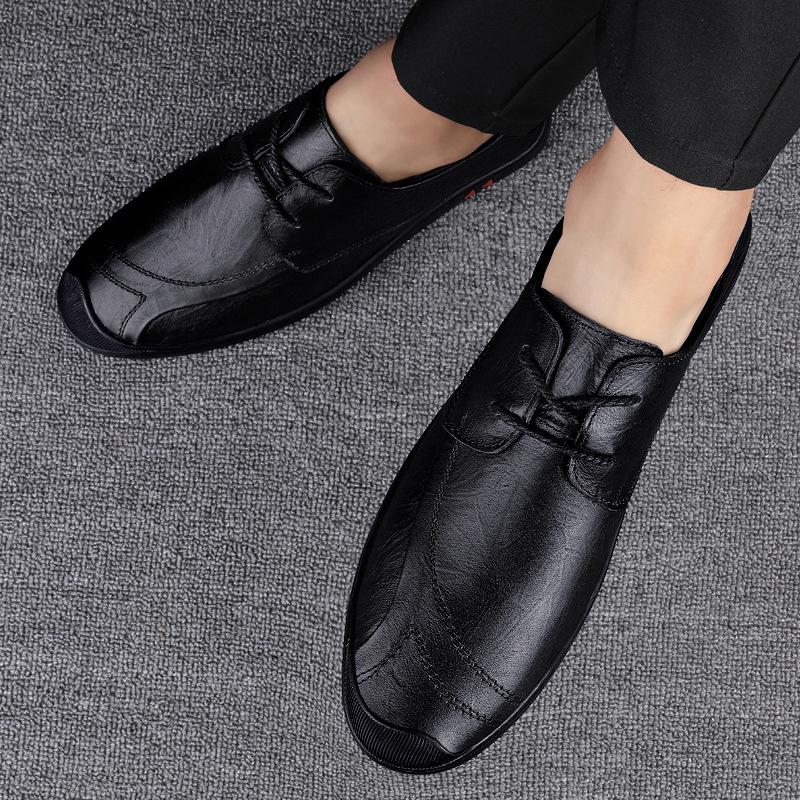 Casual leather shoes large size soft leather soft sole Doudou shoes lightweight breathable driving shoes