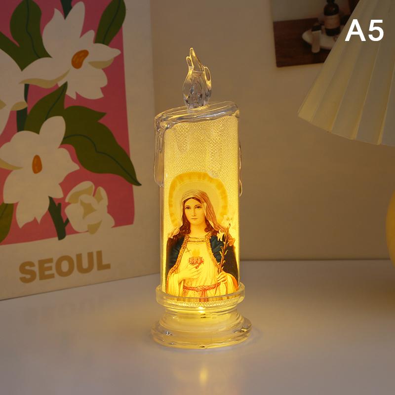 Jésus Vierge Christ Lampe Bougie LED Romantique Sans Flamme Bougie Chauffe-Plat Religieuse Veilleuse Ornement Décoratif de Bureau