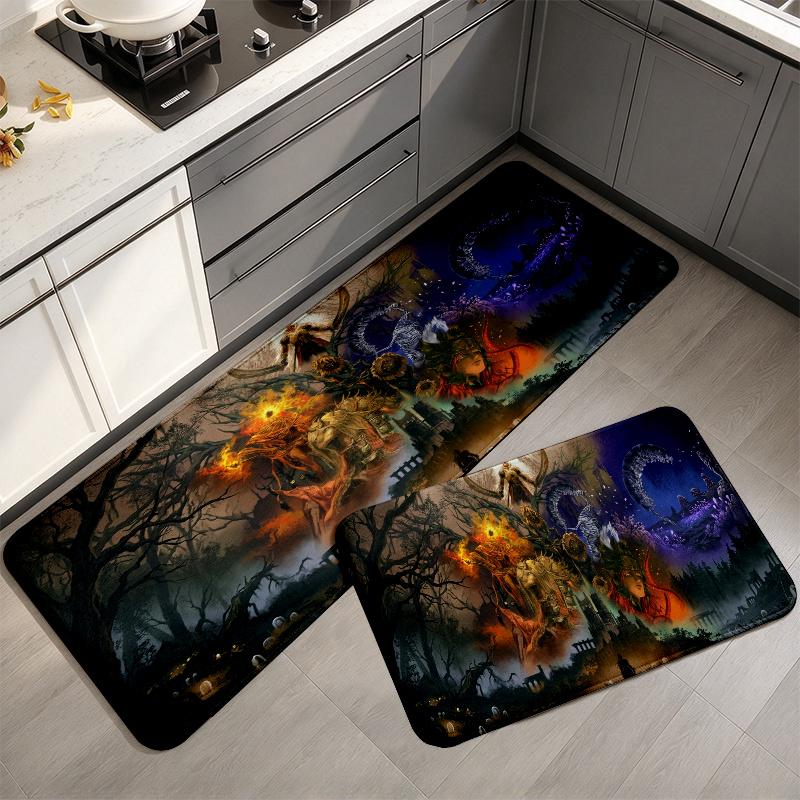 Elden Flannel Kitchen Mat Christmas Soft Area Rug Non Slip Floor Carpet Home Decoration
