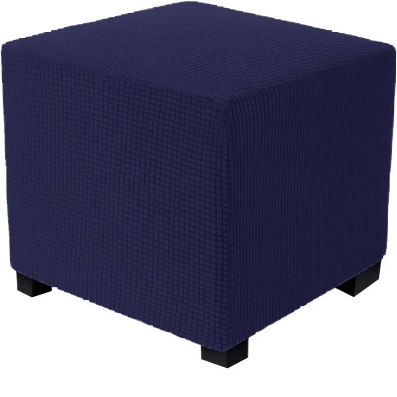 Square Ottoman Cover Polar Fleece Elastic Footstool Slipcover Furniture Protector For Home Pouf
