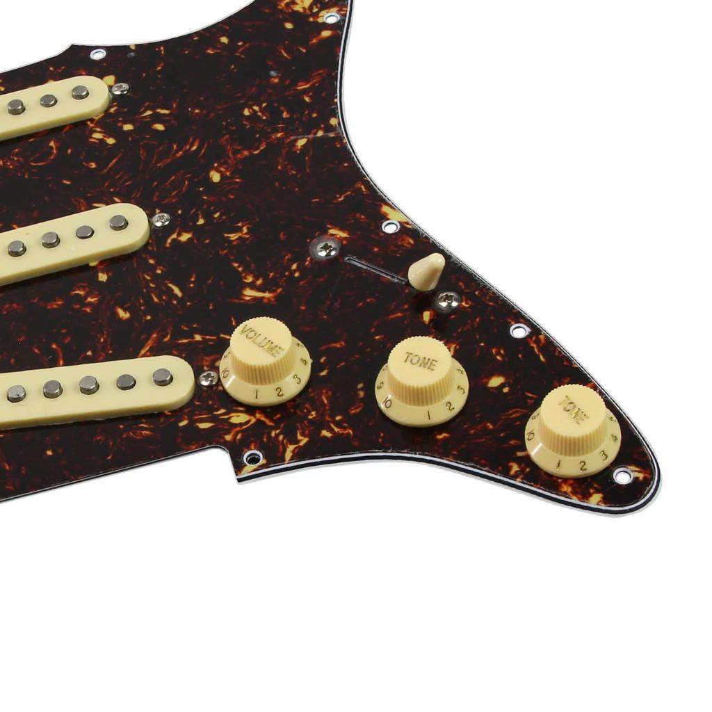 FLEOR Alnico 5 Pre-Wired Pickguard with 3 Single-Coil Pickups – Brown Tortoiseshell Finish