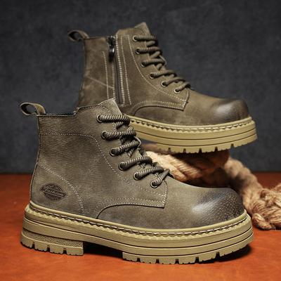 Brytyjskie buty Martin nowe zimowe średniej wysokości na grubej podeszwie podwyższające buty rabarbarowe wysokie retro krótkie buty