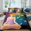 Yoga Girls King Queen Duvet Cover Hippie Trippy Magic Comforter Cover Chakra Meditation Bedding Set 2/3Pcs Polyester Quilt Cover