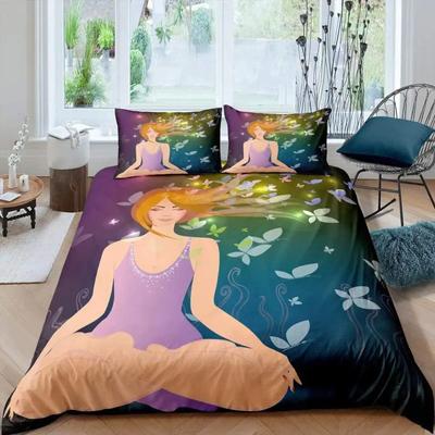 Yoga Young Girls King Quen Soft Duvet Cover Hipie Tripy Magic Warm Comforter Cover Chakra Meditation Beding Set 2/3pcs Polyester Comfortable Quilt