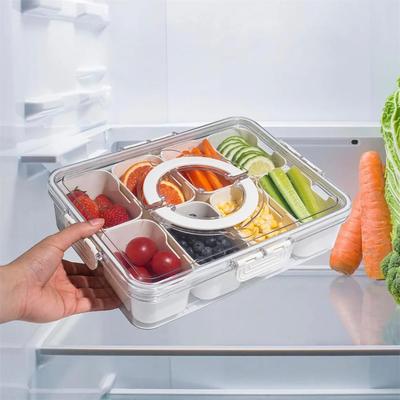 Portable Snackle Box Container Clear Divided Serving Tray with Lid and Handle for Candy Fruits Nuts Charcuterie Storage Box