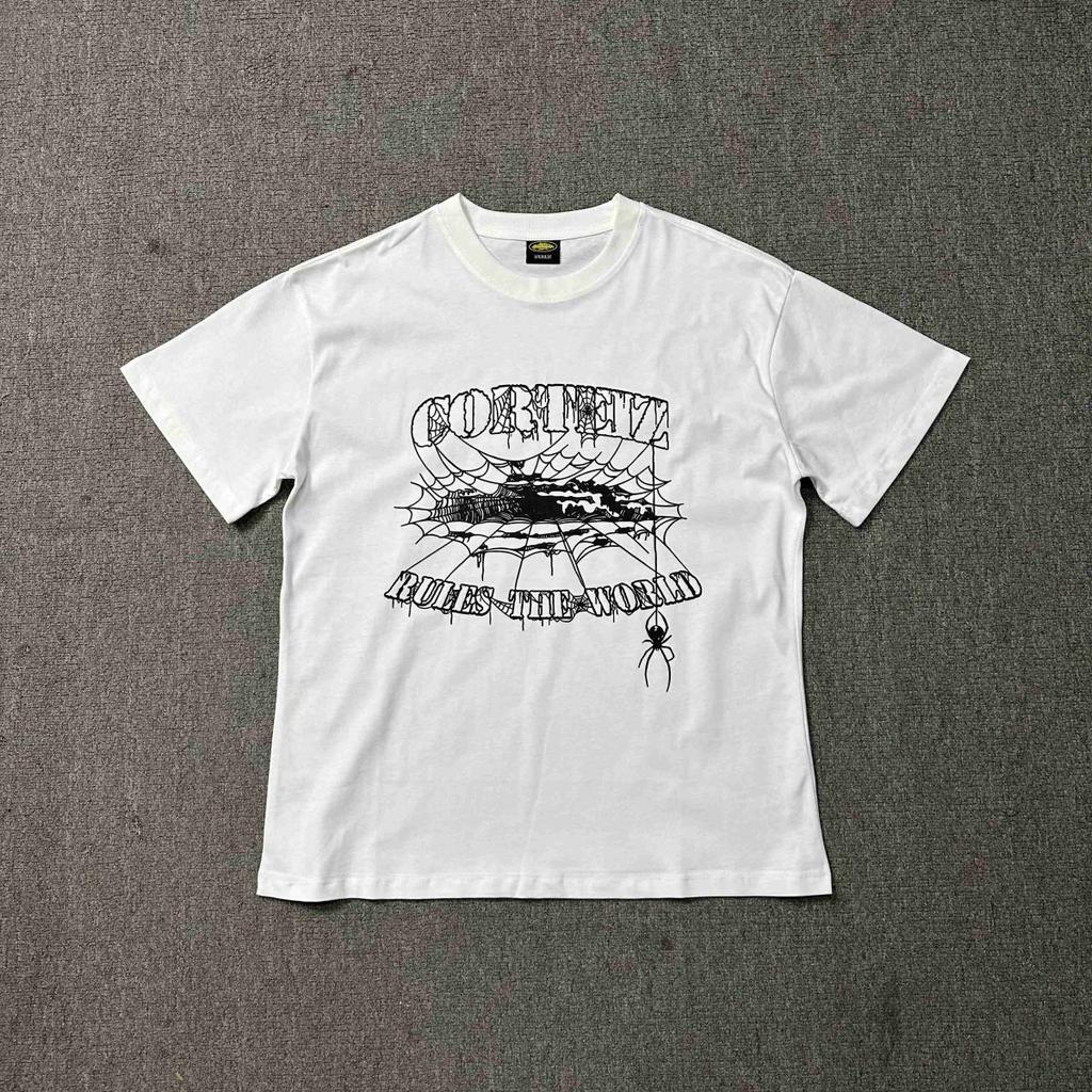 24S cross-border European and American tide brand Alcatraz alphabet pattern logo printing short-sleeved t-shirt men's and women's American high stree