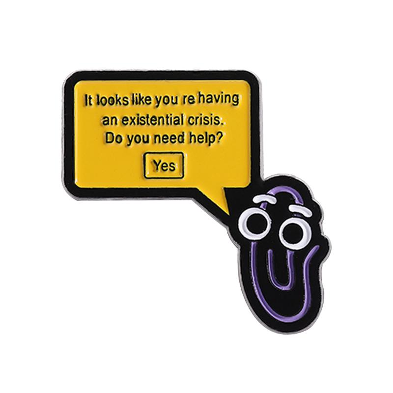 

Эмалевый значок Microsoft Clippy Офисный помощник «Похоже, у вас экзистенциальный кризис» Значок на лацкан Украшение Подарок