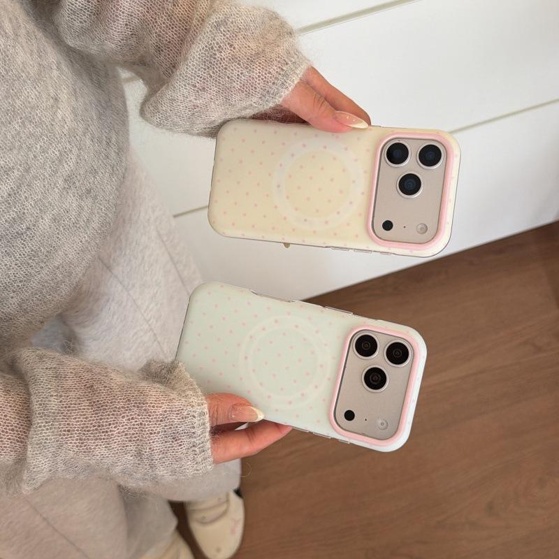 Polka Dot Magnetic Phone Case for Apple: Compatible with 15pro, 16pro, 14, 17promax