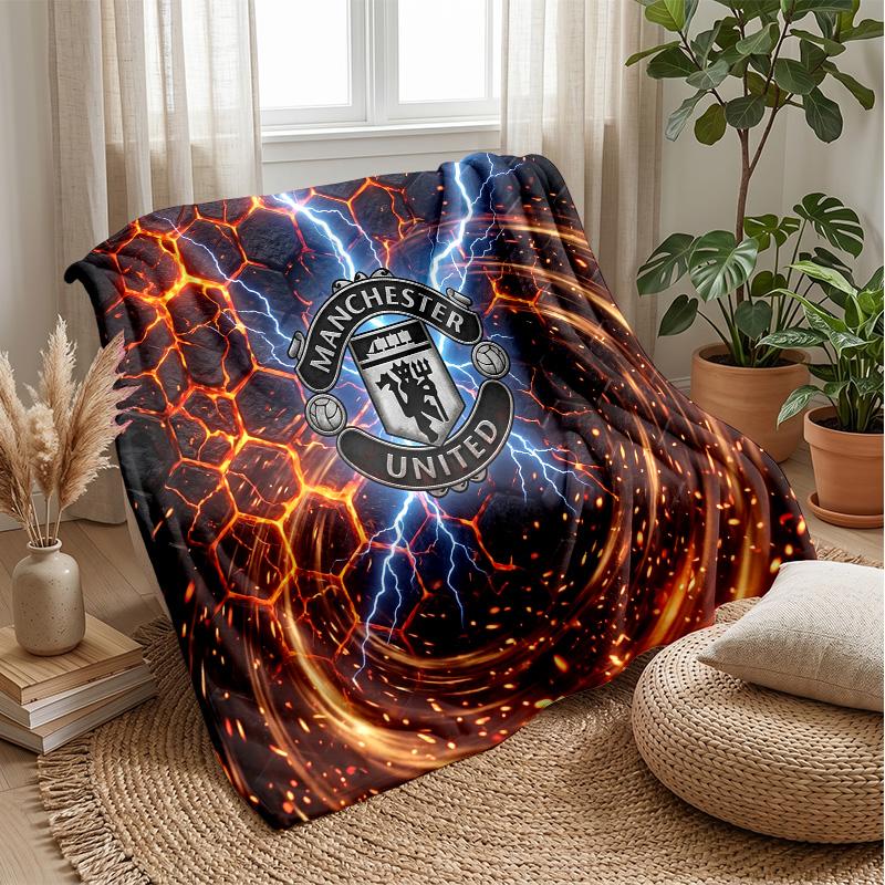 Manchester United Theme Blanket Soft Flannel Blanket Plush Throw Blanket Cozy Sofa Bed Blanket for Home Decor