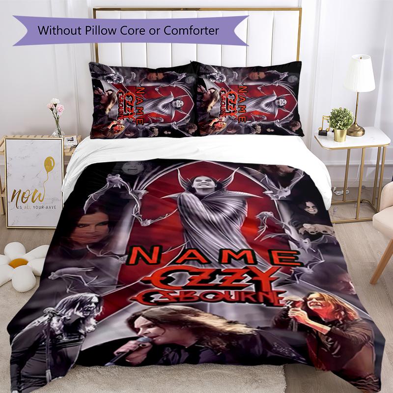 3pcs Custom Name Rock Ozzy Osbourne Bedding Set Duvet Cover Closure Includes 1 Duvet Cover & 2 Pillowcases for All Seasons Bedroom Decor