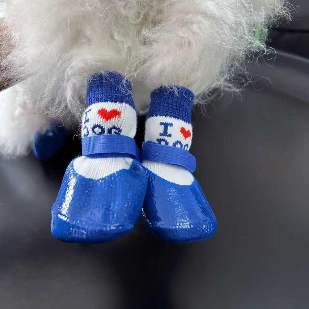 4 Pieces/set Waterproof Pet Socks Booties Warm Dog Foot Covers Practical Dog Knit Socks  Walking