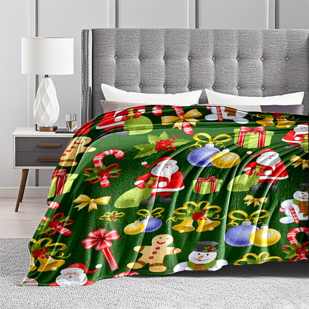 Festive Christmas Pattern Flannel blanket for bedroom, living room, sofa, and nap