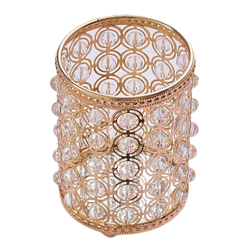 Crystal Cosmetic Brushes Holder Organizer Metal Plated L