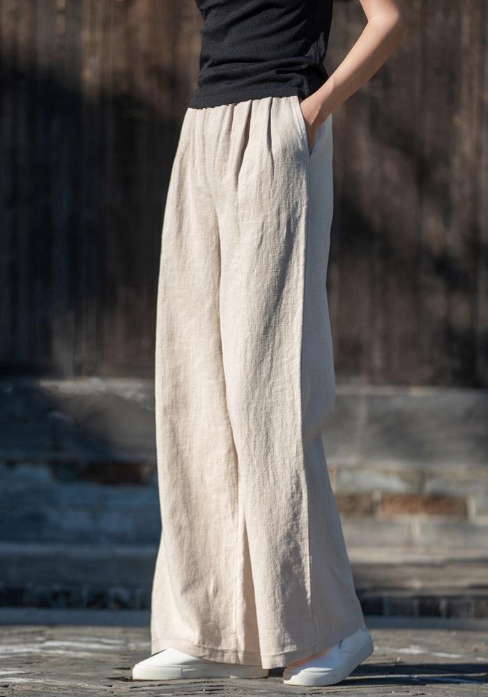 Damen Weite Baumwoll-Leinenhose Herbst 2025: Künstlerisch, Lässig, Vielseitig