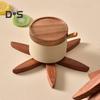 Wooden Trivets for Hot Dishes Tree Shape Trivet Set Special Texture Coaster Hot Pot Holder 4 Triangular Mats + 1 Stand Multifunctional Kitchen Table