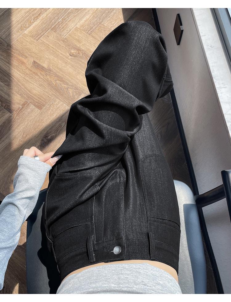 Women's Denim Slim-Fit Wide-Leg Jeans - Blue, Autumn/Winter, Loose, Slimming, Petite Drapey Straight-Leg Casual Pants