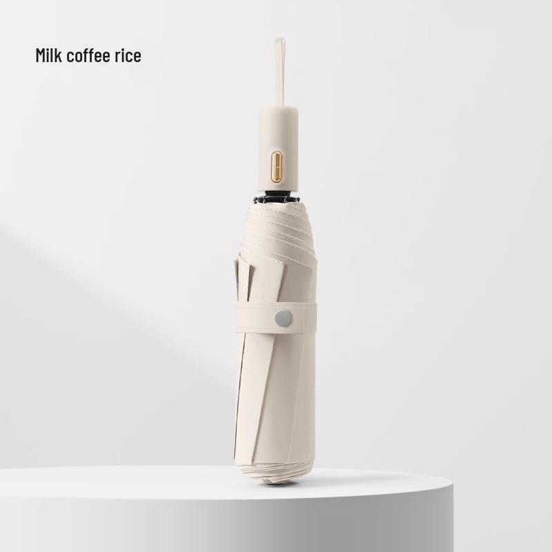 Three-fold Automatic Black UV Protection Umbrella with Double Rib and Wind Resistance for Rain and Shine