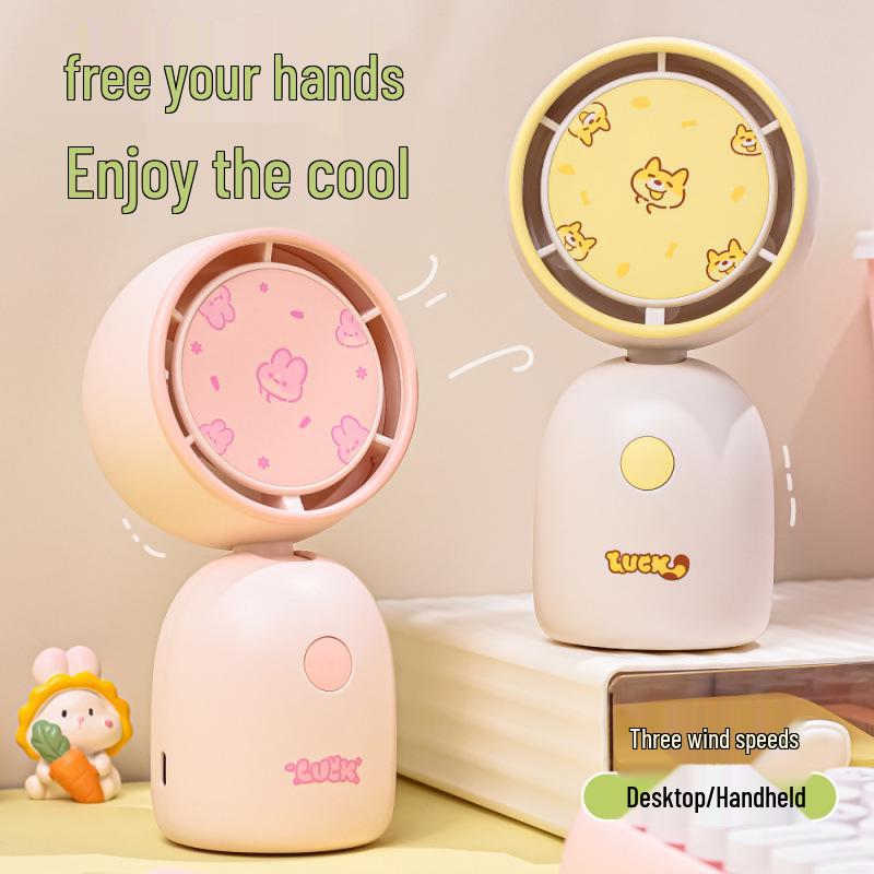 Portable USB Rechargeable Cartoon Fan for Students & Desktops