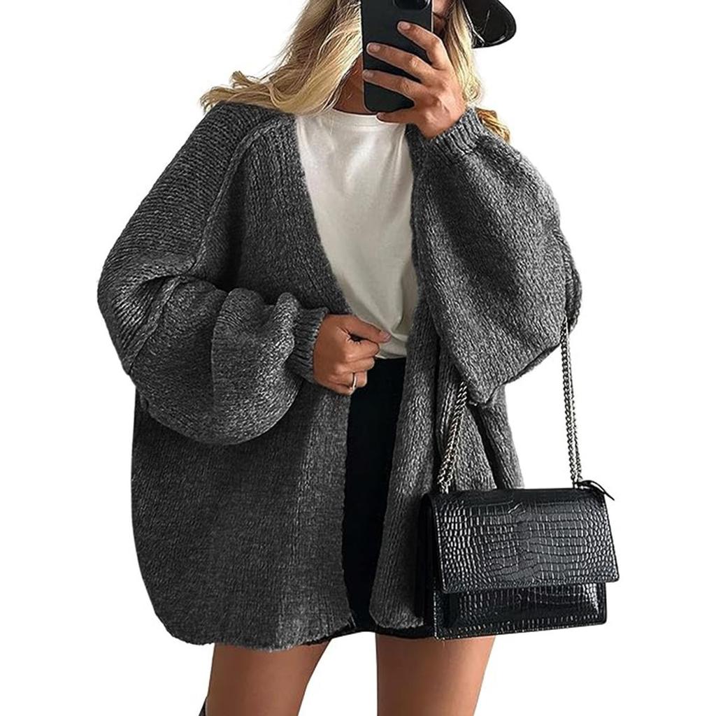 Women's Sweater Solid Color Long-sleeved Casual Loose Cardigan Sweater Jacket