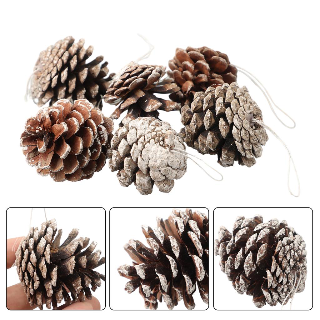 Christmas Decoration Fake Pine Cone Home Party Bedroom Garden Wood Powder 5cm Length 6pcs Craft Making Exquisite