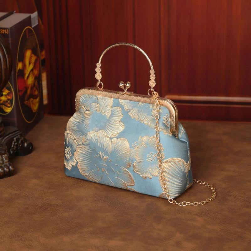 Cheongsam bag temperament elegant dinner clip bag solemn portable mouth gold bag pearl bag crossbody