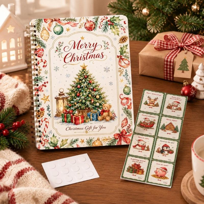 Christmas Gift Journal for Teens with Double-Coil Binding and Paper Pages, for Personal Writing, Holiday Reflection, and Memento Use